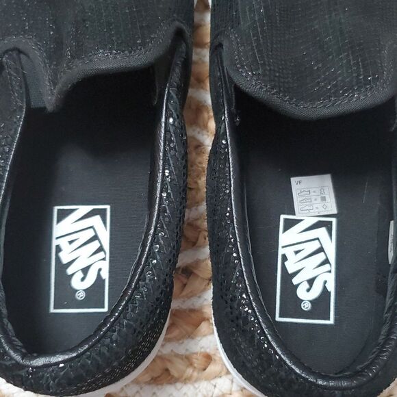 Vans Embossed Black Pebble Snakeskin Unisex Loafers, 11W/9.5M, NWOT - Picture 8 of 9